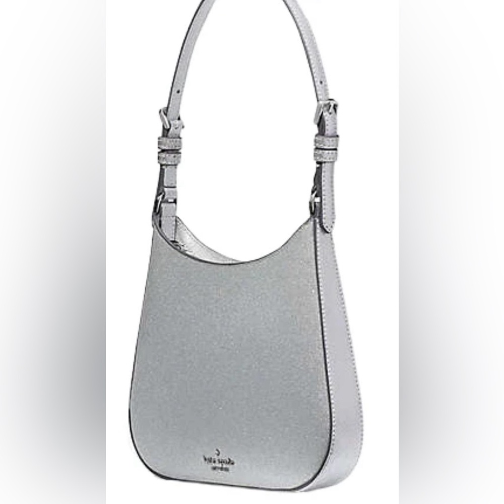 NWT Kate Spade Lunar High Glimmer Glitter Silver Shoulder Bag! NEW! - Picture 2 of 13